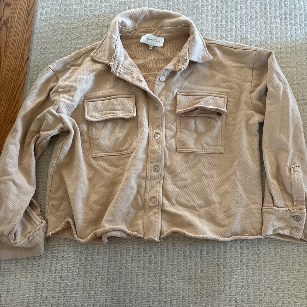 Tan Button-Up Flannel Jacket